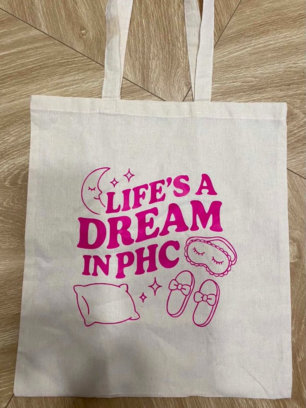 Canvas Tote Bag Pink Graphic Reusable Bag (14"x16")